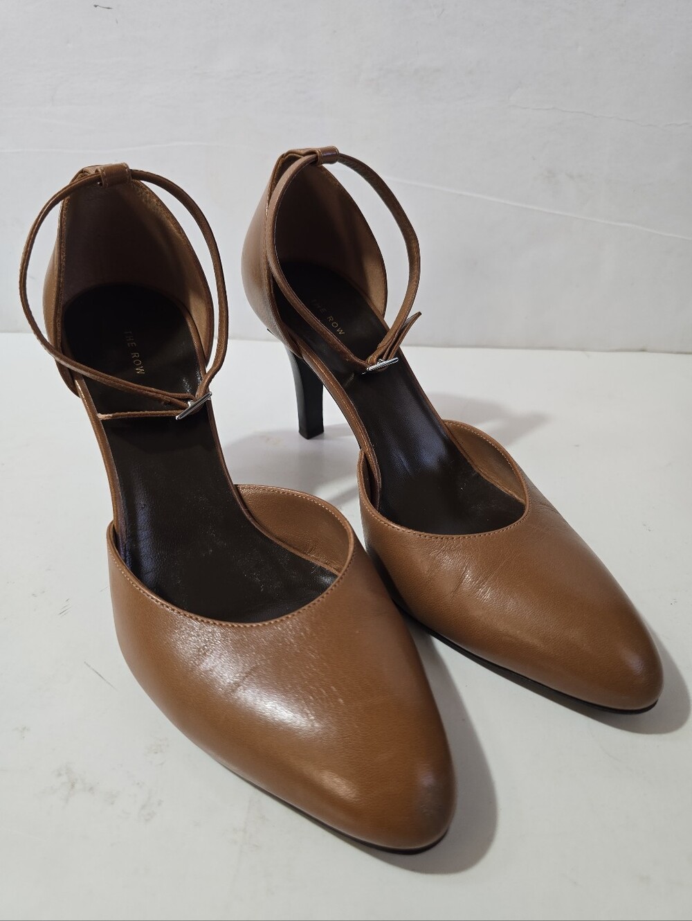 The Row Demi Womens Tan Ankle-Strap Pointed-Toe Pumps Size 37